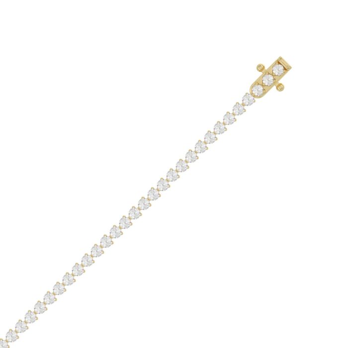 LADIES BRACELET 3CT ROUND DIAMOND 14K YELLOW GOLD - Image 2