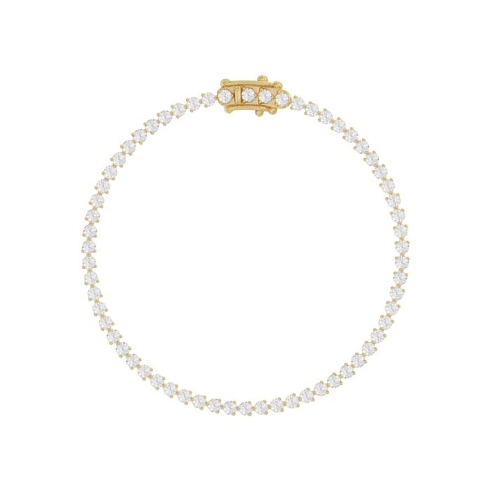 LADIES BRACELET 3CT ROUND DIAMOND 14K YELLOW GOLD - Image 4
