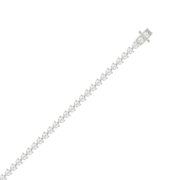 LADIES BRACELET 5CT ROUND DIAMOND 14K WHITE GOLD - Image 2
