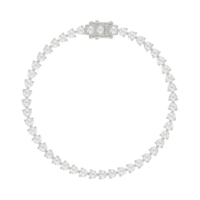 LADIES BRACELET 5CT ROUND DIAMOND 14K WHITE GOLD - Image 4