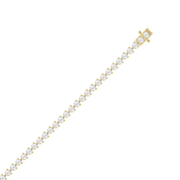 LADIES BRACELET 5CT ROUND DIAMOND 14K YELLOW GOLD - Image 2