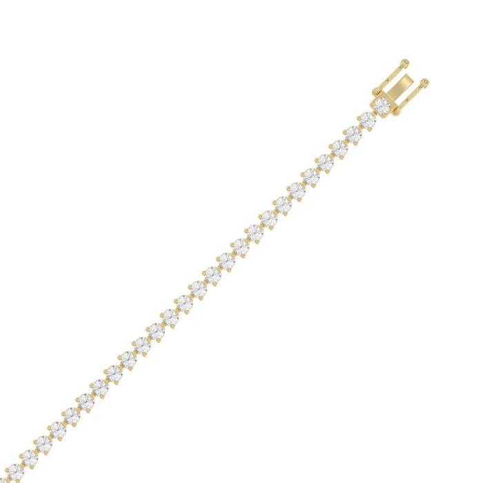 LADIES BRACELET 5CT ROUND DIAMOND 14K YELLOW GOLD - Image 3
