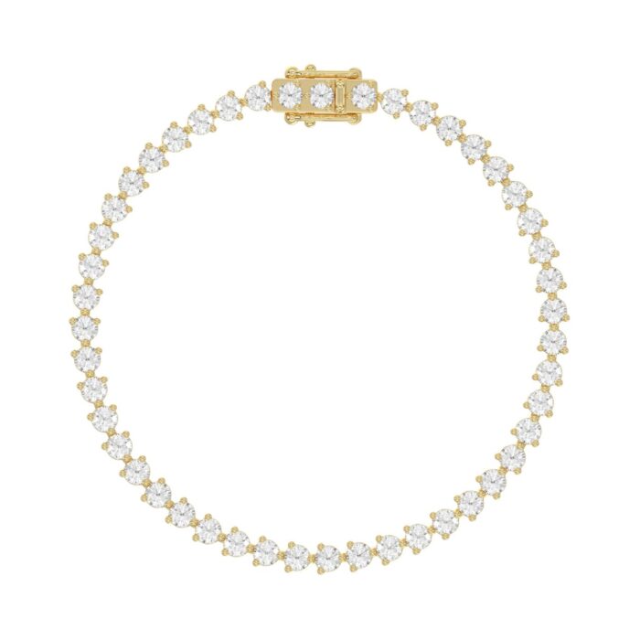 LADIES BRACELET 5CT ROUND DIAMOND 14K YELLOW GOLD - Image 4