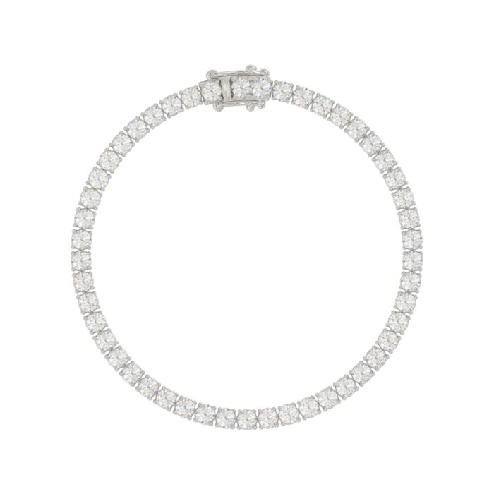 LADIES BRACELET 7CT ROUND DIAMOND 14K WHITE GOLD - Image 4