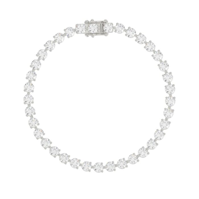 LADIES BRACELET 7CT ROUND DIAMOND 14K WHITE GOLD - Image 4