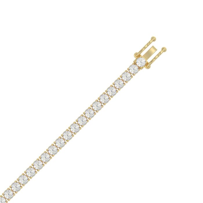 LADIES BRACELET 7CT ROUND DIAMOND 14K YELLOW GOLD - Image 2
