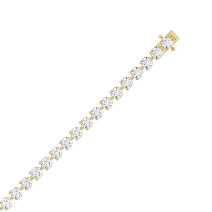 LADIES BRACELET 7CT ROUND DIAMOND 14K YELLOW GOLD - Image 3