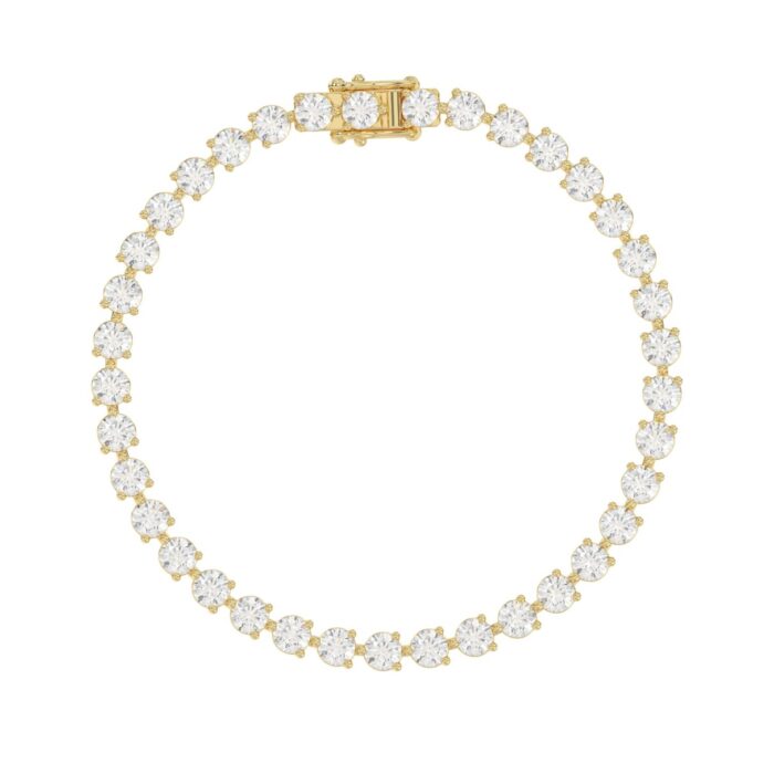 LADIES BRACELET 7CT ROUND DIAMOND 14K YELLOW GOLD - Image 4