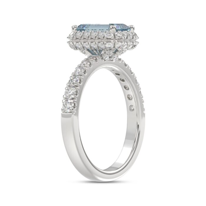 14K WHITE GOLD 1.00CT ROUND/RADIANT DIAMOND LADIES RING (CENTER STONE BLUE RADIANT DIAMOND 3.00CT) - Image 4