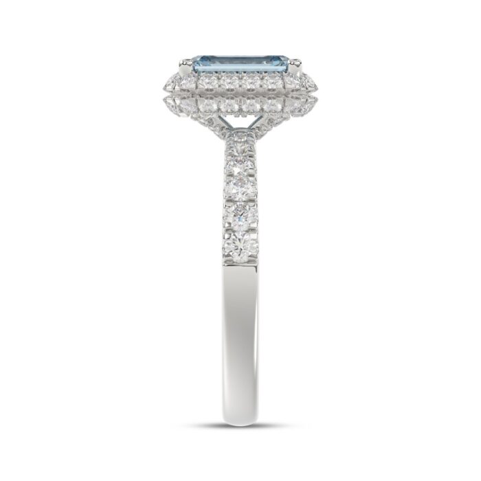 14K WHITE GOLD 1.00CT ROUND/RADIANT DIAMOND LADIES RING (CENTER STONE BLUE RADIANT DIAMOND 3.00CT) - Image 3