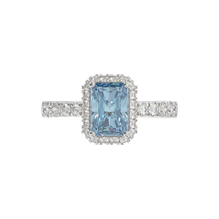 14K WHITE GOLD 1.00CT ROUND/RADIANT DIAMOND LADIES RING (CENTER STONE BLUE RADIANT DIAMOND 3.00CT) - Image 2