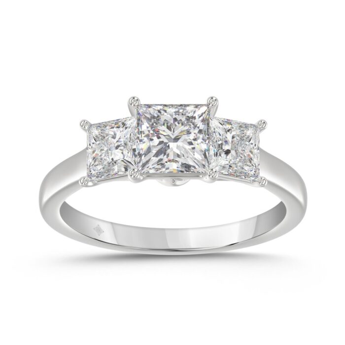 14K WHITE GOLD 2 1/6CT PRINCESS DIAMOND LADIES RING (CENTER STONE PRINCESS DIAMOND 1CT) - Image 1
