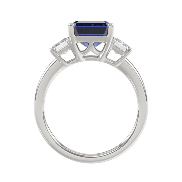 14K WHITE GOLD 5 1/3CT EMERALD/BLUE SAPPHIRE EMERALD CUT DIAMOND LADIES RING (CENTER STONE BLUE SAPPHIRE EMERALD DIAMOND 4 1/3CT) - Image 2