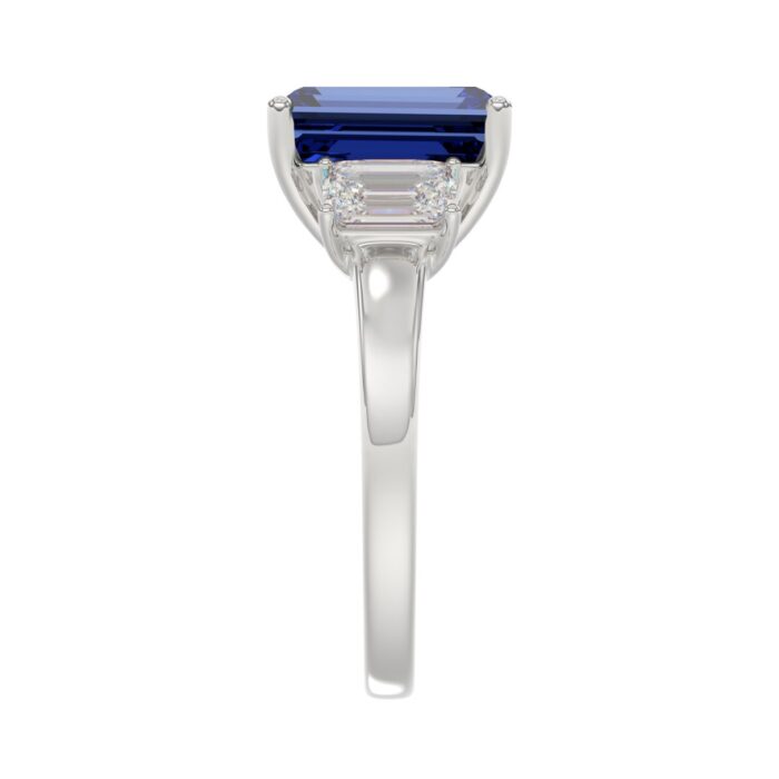 14K WHITE GOLD 5 1/3CT EMERALD/BLUE SAPPHIRE EMERALD CUT DIAMOND LADIES RING (CENTER STONE BLUE SAPPHIRE EMERALD DIAMOND 4 1/3CT) - Image 4