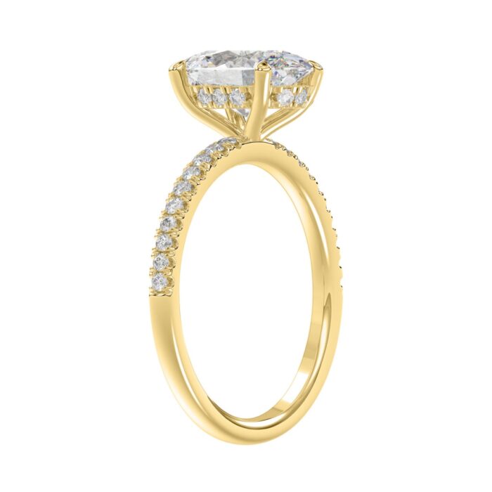 14K YELLOW GOLD 2 1/5CT ROUND/OVAL DIAMOND LADIES RING (CENTER STONE OVAL DIAMOND 2CT) - Image 3