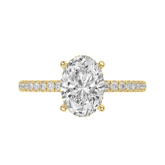 14K YELLOW GOLD 2 1/5CT ROUND/OVAL DIAMOND LADIES RING (CENTER STONE OVAL DIAMOND 2CT) - Image 5