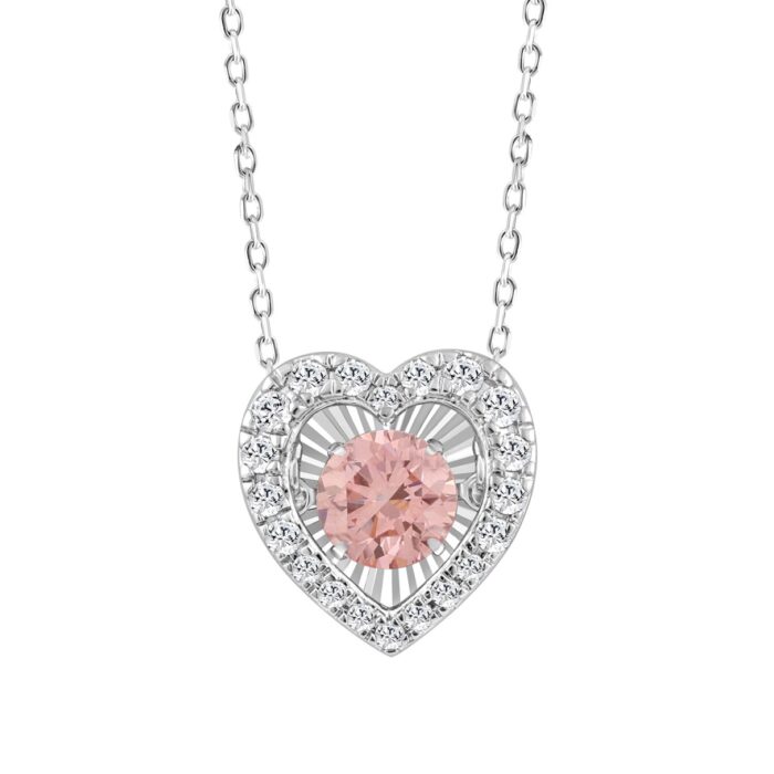 ETERNAL BLUSH COLLECTION 14K WHITE GOLD 1.00CT ROUND DIAMOND LADIES PENDANT (ROUND PINK) - Image 1