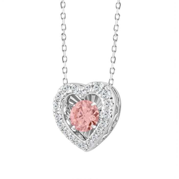 ETERNAL BLUSH COLLECTION 14K WHITE GOLD 1.00CT ROUND DIAMOND LADIES PENDANT (ROUND PINK) - Image 3