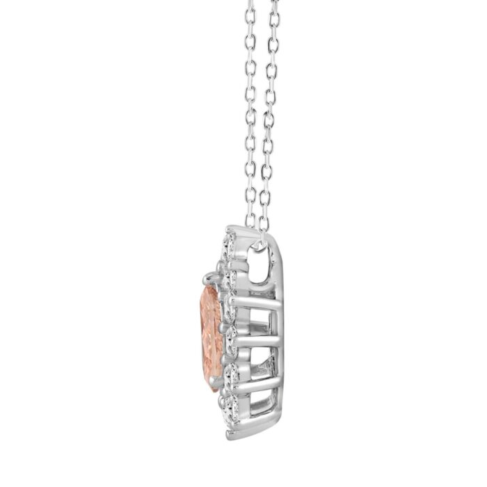 ETERNAL BLUSH COLLECTION LADIES PENDANT 2 1/2CT ROUND/PEAR DIAMOND 14K WHITE/ROSE GOLD (CENTER STONE PINK PEAR DIAMOND 1 1/2CT) - Image 2