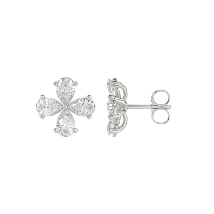 LADIES EARRINGS 1 1/3CT PEAR DIAMOND 14K WHITE GOLD - Image 3