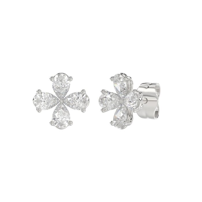 LADIES EARRINGS 1 1/3CT PEAR DIAMOND 14K WHITE GOLD - Image 2