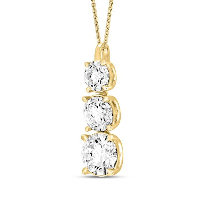 LADIES PENDANT WITH CHAIN 4CT ROUND DIAMOND 14K YELLOW GOLD - Image 3