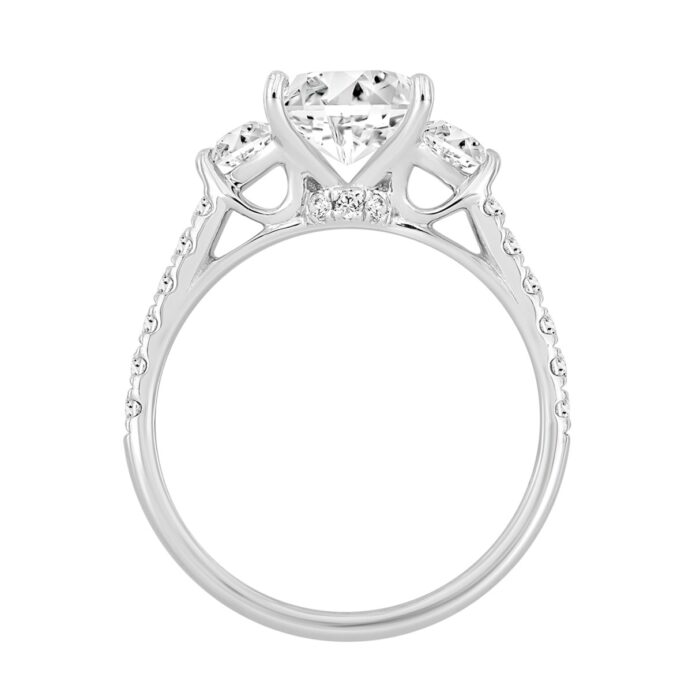 LADIES RING 3CT ROUND/PRINCESS/HALF MOON DIAMOND 14K WHITE GOLD (CENTER STONE PRINCESS DIAMOND 2CT ) - Image 2