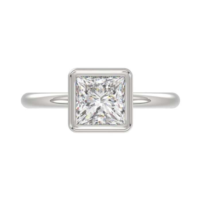 LADIES SOLITAIRE RING 2CT PRINCESS DIAMOND 14K WHITE GOLD (CENTER STONE PRINCESS DIAMOND 2CT ) - Image 5