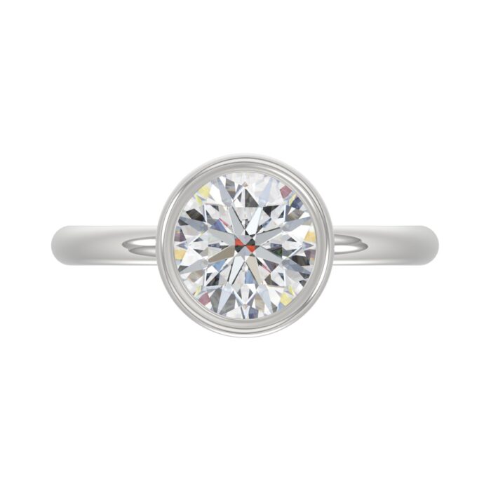 LADIES SOLITAIRE RING 2CT ROUND DIAMOND 14K WHITE GOLD (CENTER STONE ROUND DIAMOND 2CT ) - Image 5