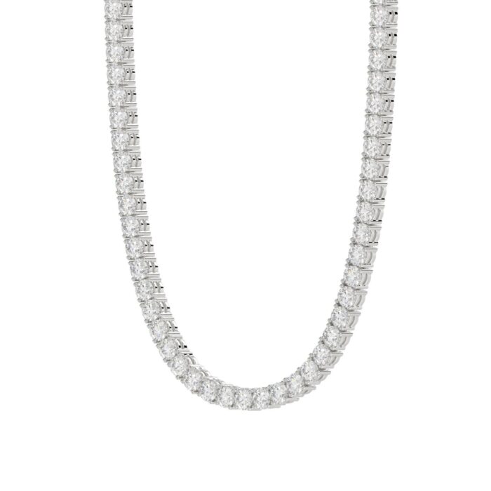 14K WHITE GOLD 10 1/3CT 18" ROUND DIAMOND LADIES TENNIS NECKLACE - Image 3