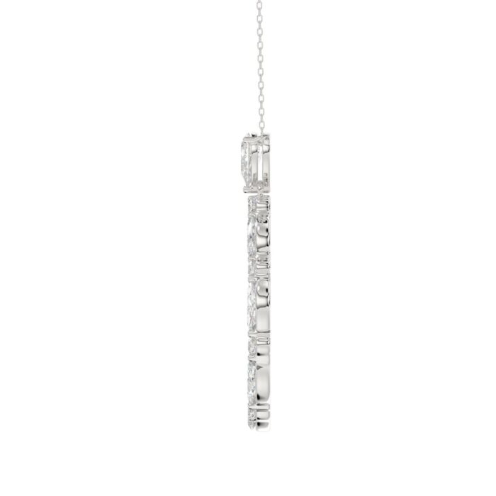 14K WHITE GOLD 2.00CT ROUND/MARQUISE/PEAR DIAMOND LADIES NECKLACE - Image 2