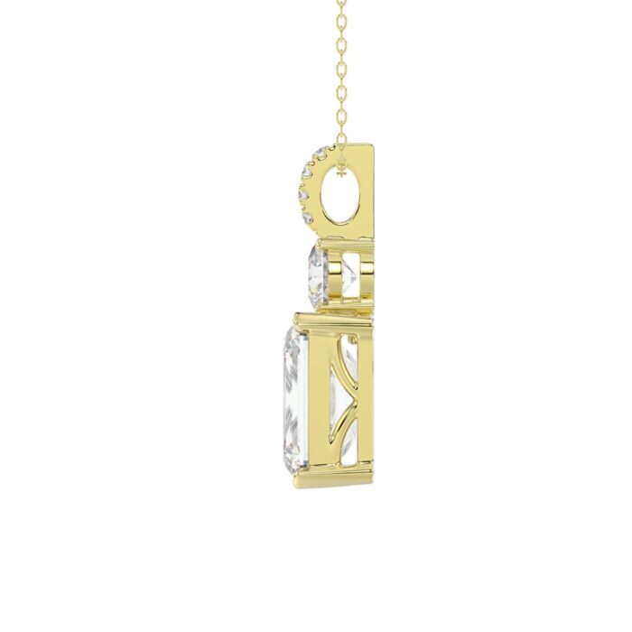 LADIES PENDANT 1 3/4CT ROUND/EMERALD DIAMOND 14K YELLOW GOLD (CENTER STONE EMERALD DIAMOND 1 1/2CT) - Image 2
