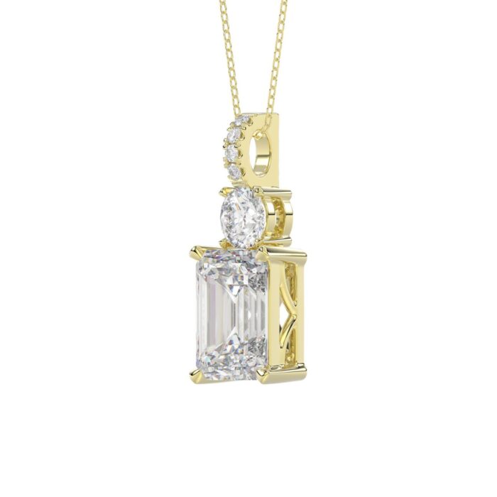LADIES PENDANT 1 3/4CT ROUND/EMERALD DIAMOND 14K YELLOW GOLD (CENTER STONE EMERALD DIAMOND 1 1/2CT) - Image 3