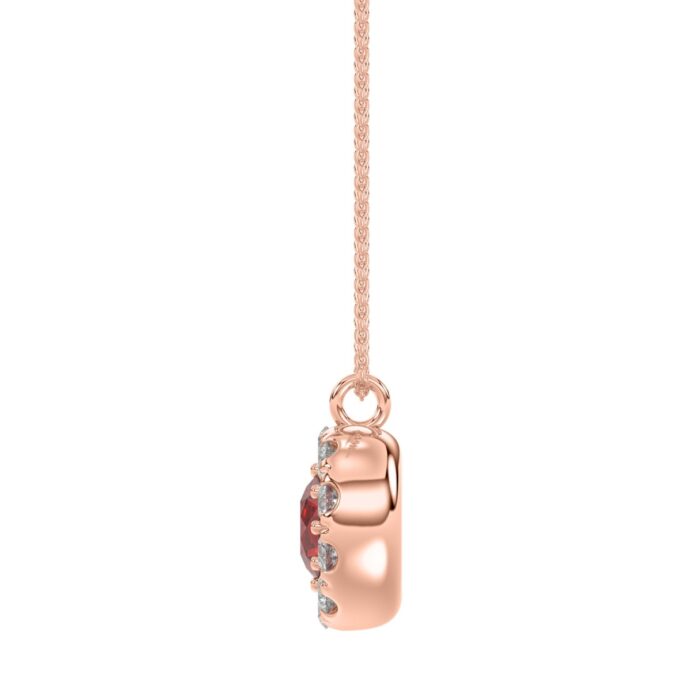 LADIES PENDANT 1/4CT ROUND/RUBY DIAMOND 14K ROSE GOLD (CENTER STONE ROUND DIAMOND 5/8CT ) - Image 2