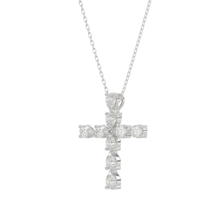 LADIES PENDANT WITH CHAIN 1 1/4CT PEAR DIAMOND 14K WHITE GOLD - Image 3