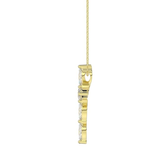 LADIES PENDANT WITH CHAIN 1 1/4CT ROUND/MARQUISE DIAMOND 14K YELLOW GOLD - Image 2