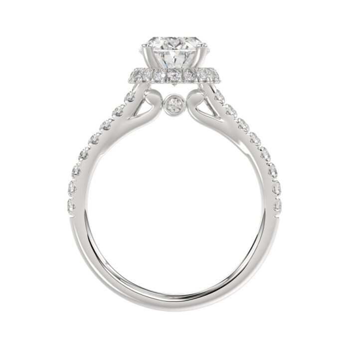 LADIES RING 2 1/2CT ROUND/OVAL DIAMOND 14K WHITE GOLD (CENTER STONE OVAL DIAMOND 2CT ) - Image 2