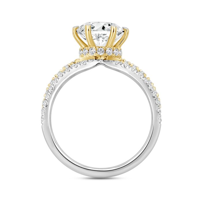 LADIES RING 2 3/4 CT ROUND DIAMOND 14K WHITE/YELLOW GOLD (CENTER STONE ROUND DIAMOND 2CT ) - Image 2
