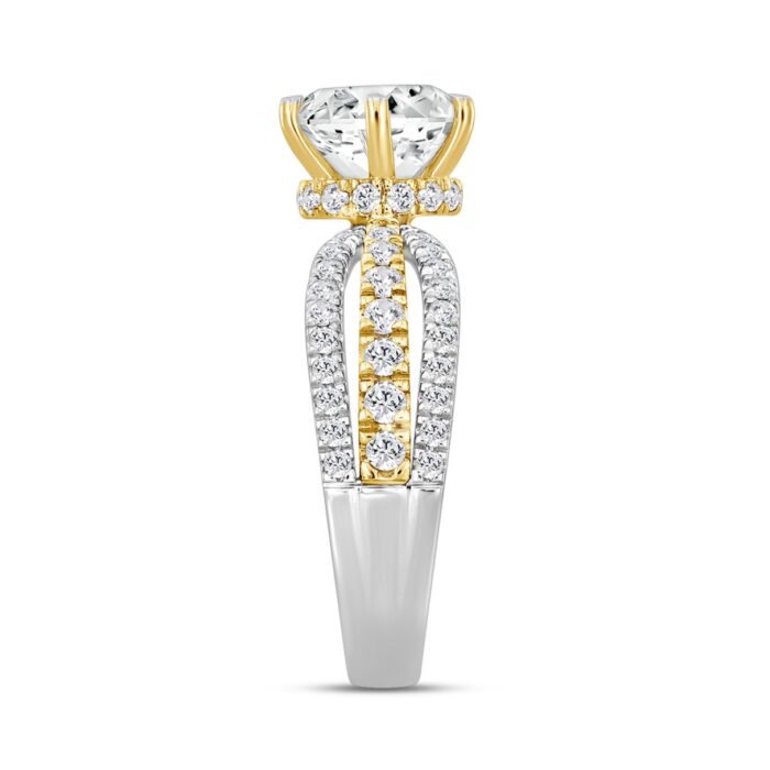 LADIES RING 2 3/4 CT ROUND DIAMOND 14K WHITE/YELLOW GOLD (CENTER STONE ROUND DIAMOND 2CT ) - Image 3