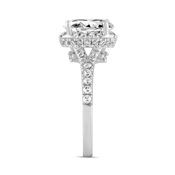 LADIES RING 2 3/4CT ROUND/OVAL DIAMOND 14K WHITE GOLD (CENTER STONE OVAL DIAMOND 2CT ) - Image 3