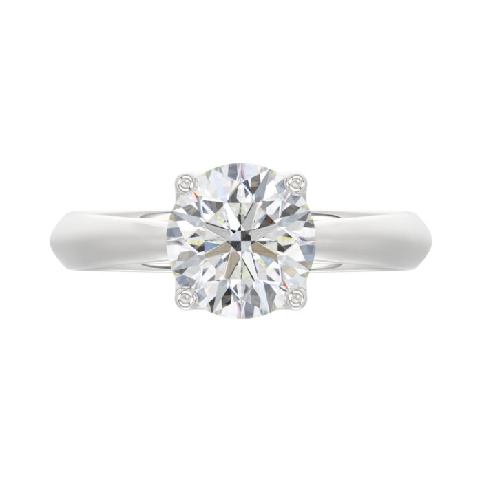 LADIES SOLITAIRE RING 2CT ROUND DIAMOND 14K WHITE GOLD - Image 5
