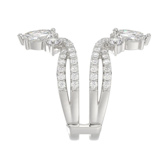 LADIES WRAP RING 2CT ROUND/MARQUISE DIAMOND 14K WHITE GOLD - Image 2