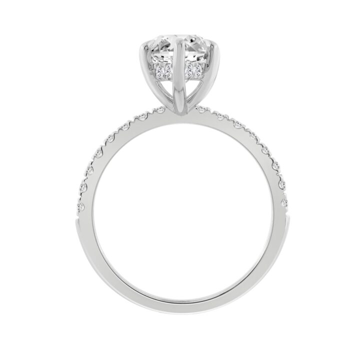 14K WHITE GOLD 3 1/2CT MARQUISE/ROUND DIAMOND LADIES RING (CENTER STONE MARQUISE DIAMOND 3CT) - Image 2