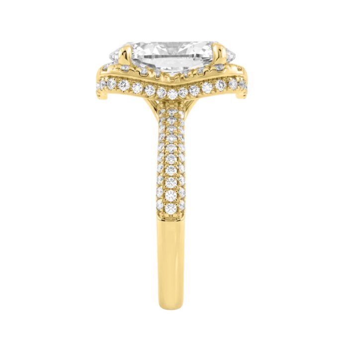 14K Yellow Gold 4 1/2Ct Ladies Oval Cut Hidden Halo Engagement Ring 4Ct Oval Center Stone & Round Diamond (Color F-G -Clarity Vs1/Vs2) - Image 3