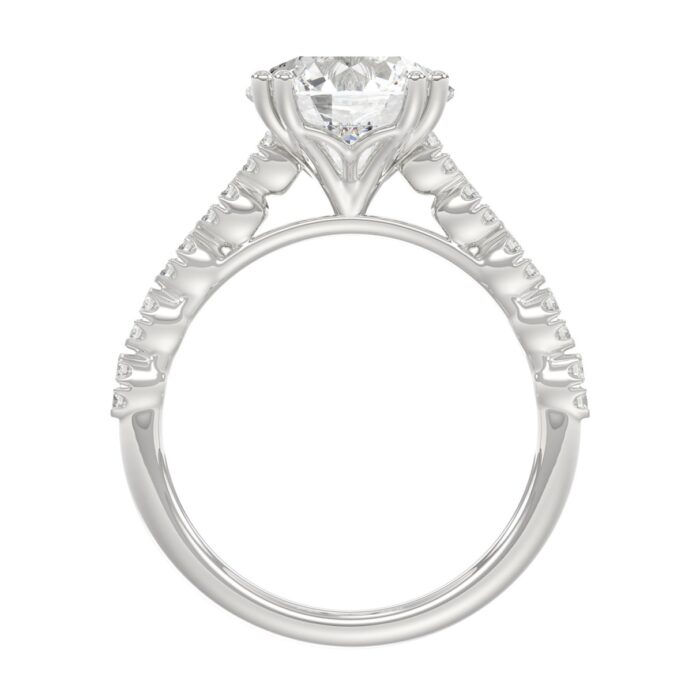 Ladies 14K White Gold Ladies Elegance- Bridal Set 3 1/3CT Round Diamond 3.00CT Round Center stone (Color F-G -Clarity VS1/VS2) - Image 2