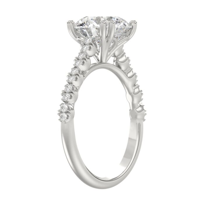Ladies 14K White Gold Ladies Elegance- Bridal Set 3 1/3CT Round Diamond 3.00CT Round Center stone (Color F-G -Clarity VS1/VS2) - Image 3
