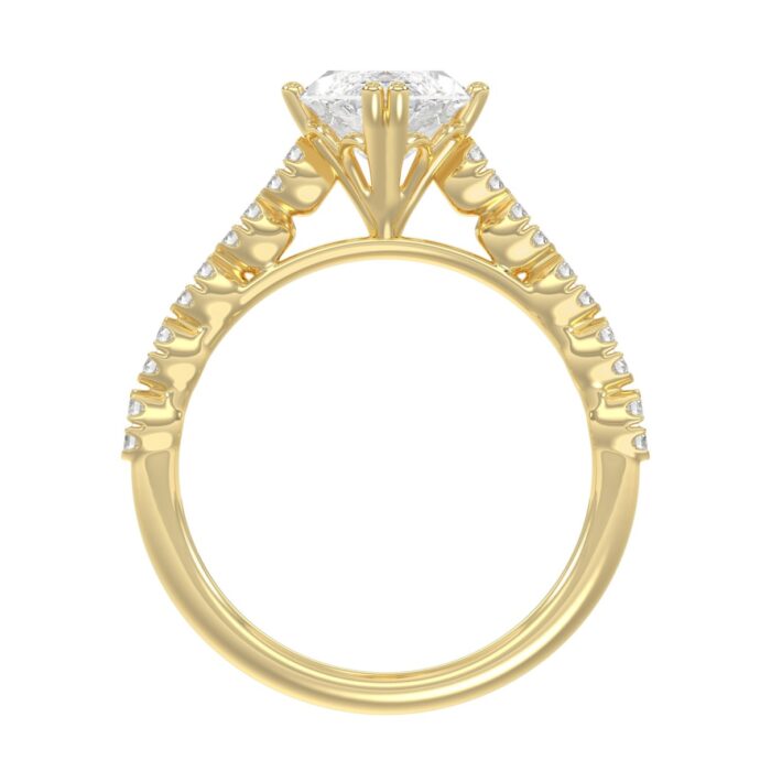 Ladies 14K Yellow Gold Ladies Elegance- Bridal Set 3 1/3CT Round & Marquise Diamonds 3.00CT Marquise Center stone (Color F-G -Clarity VS1/VS2) - Image 2