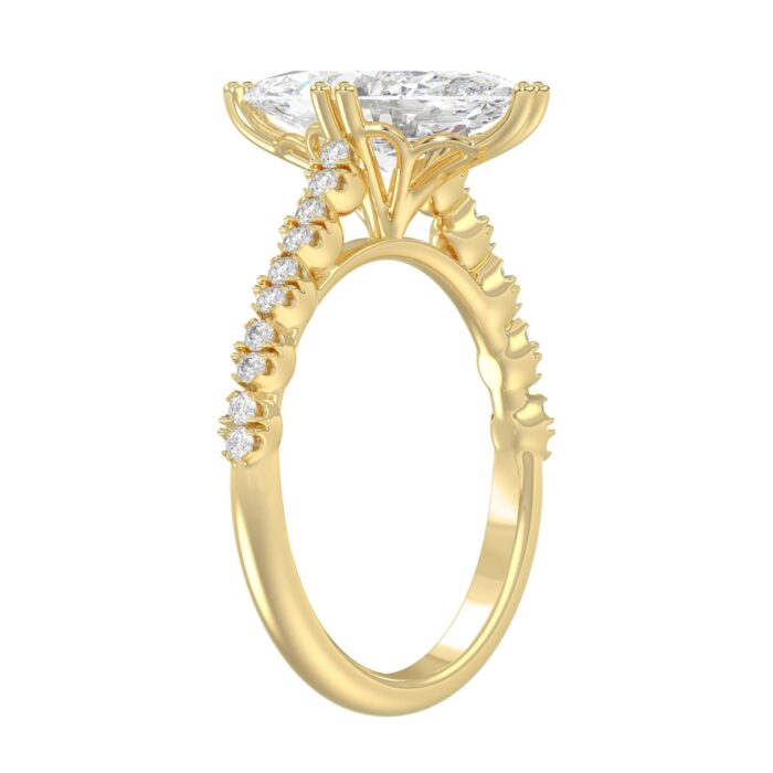 Ladies 14K Yellow Gold Ladies Elegance- Bridal Set 3 1/3CT Round & Marquise Diamonds 3.00CT Marquise Center stone (Color F-G -Clarity VS1/VS2) - Image 3