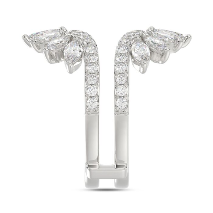 14K WHITE GOLD 2CT ROUND/MARQUISE DIAMOND LADIES WRAP RING - Image 2