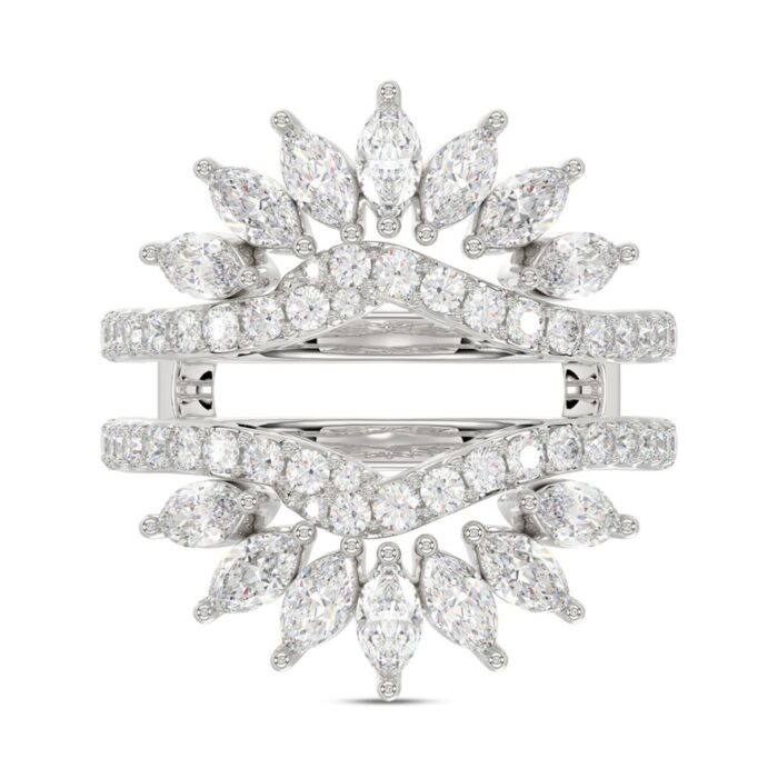 14K WHITE GOLD 2CT ROUND/MARQUISE DIAMOND LADIES WRAP RING - Image 3